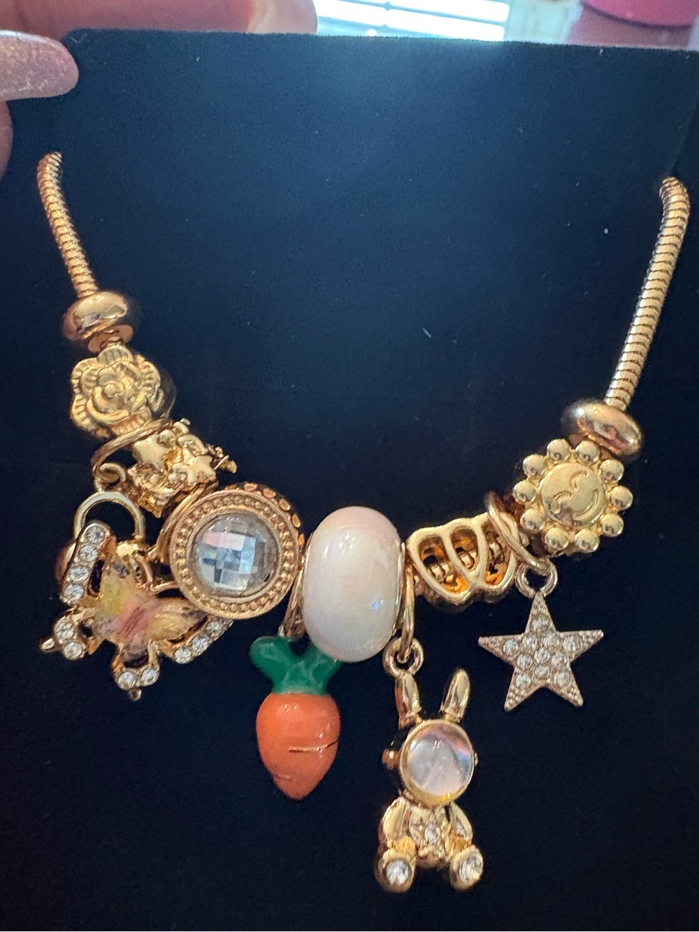 Necklace- Gold plated Alloy Charm pendant necklace. With charms, Most Charms f
